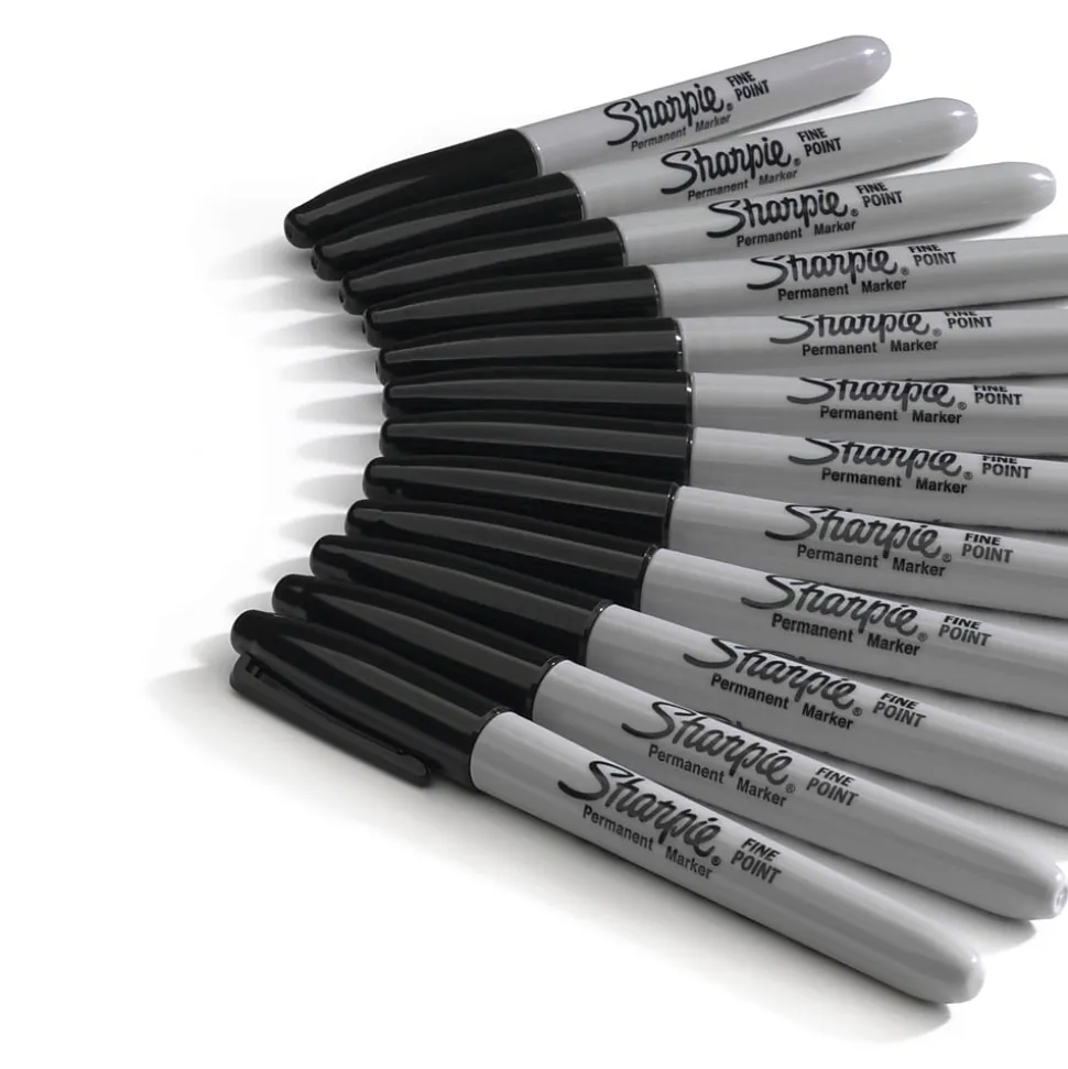 Sharpie Permanent Marker, Fine Tip, Black, 12/Pack (1812419)