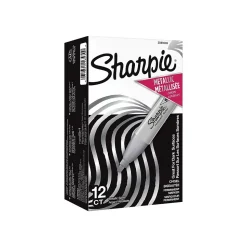 Sharpie Permanent Markers, Chisel Tip, Silver Metallic, 12/Pack (2089638)