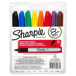 Sharpie® Permanent Markers, Fine Point, Assorted Colors, 8 Per Set, 2 Sets (SAN30078-2)