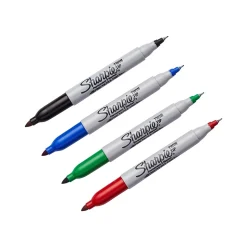 Sharpie Permanent Markers, Twin Tip, Assorted, 4/Pack (32174)