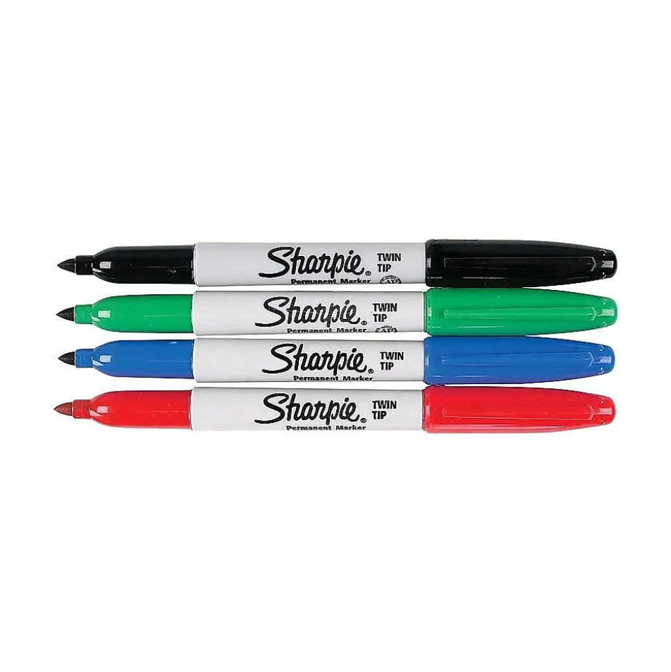 Sharpie Permanent Markers, Twin Tip, Assorted, 4/Pack (32174)