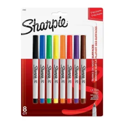 Sharpie Permanent Markers, Ultra Fine Tip, Assorted, 8/Pack (37600)