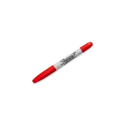 Sharpie Permanent Markers, Twin Tip, Red, 12/Pack (32002)