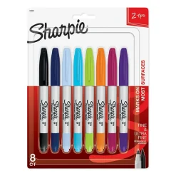 Sharpie Permanent Markers, Twin Tip, Assorted, 8/Pack (33861)