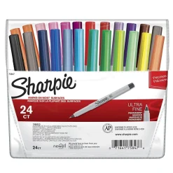 Sharpie Permanent Markers, Ultra Fine Tip, Assorted, 24/Pack (75847)