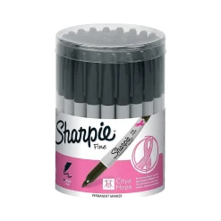 Sharpie Pink Ribbon Permanent Markers, Fine Tip, Black, 36/Pack (1801745)