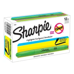 Sharpie Pocket Stick Highlighter, Chisel Tip, Fluorescent Green, Dozen (27026)