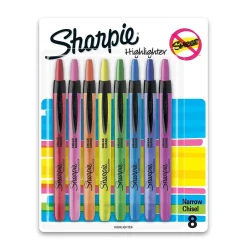 Sharpie Retractable Highlighter, Chisel Tip, Assorted, 8/Pack (28101)