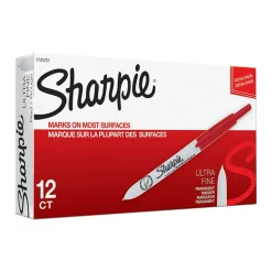 Sharpie Retractable Permanent Markers, Ultra Fine Tip, Red, 12/Pack (1735791)