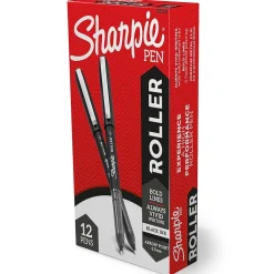 Sharpie Rollerball Pen, Arrow Point Pen for Bold Lines, Black Ink, Dozen (2101305)