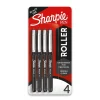 Sharpie Rollerball Pens, 0.5 mm, Needle Point, Black Ink, 4/Pack (2093222)
