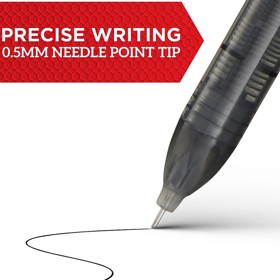 Sharpie Rollerball Pens, 0.5 mm, Needle Point, Black Ink, 4/Pack (2093222)