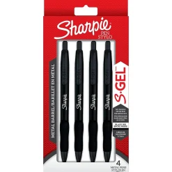 Sharpie S-Gel Metal RT Gel Pen, Medium Point, Black Ink, 4/Pack (2153578)