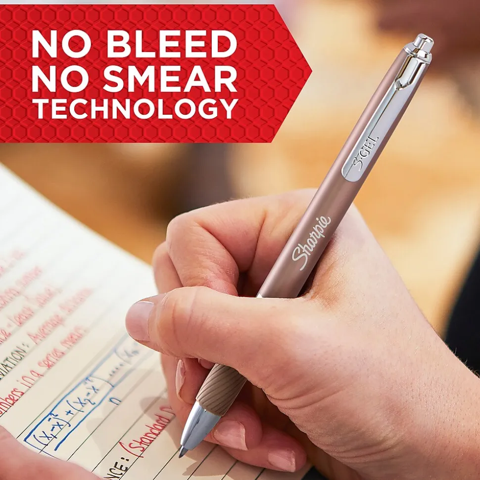 Sharpie S-Gel Metal RT Gel Pen, Medium Point, Black Ink, 4/Pack (2153578)