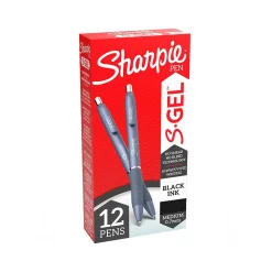 Sharpie S-Gel Retractable Gel Pen, Medium Point, Black Ink, Dozen (2126232)
