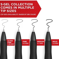 Sharpie S-Gel Retractable Gel Pens, 0.38 mm, Ultra Fine Point, Black Ink, Dozen (2140521)