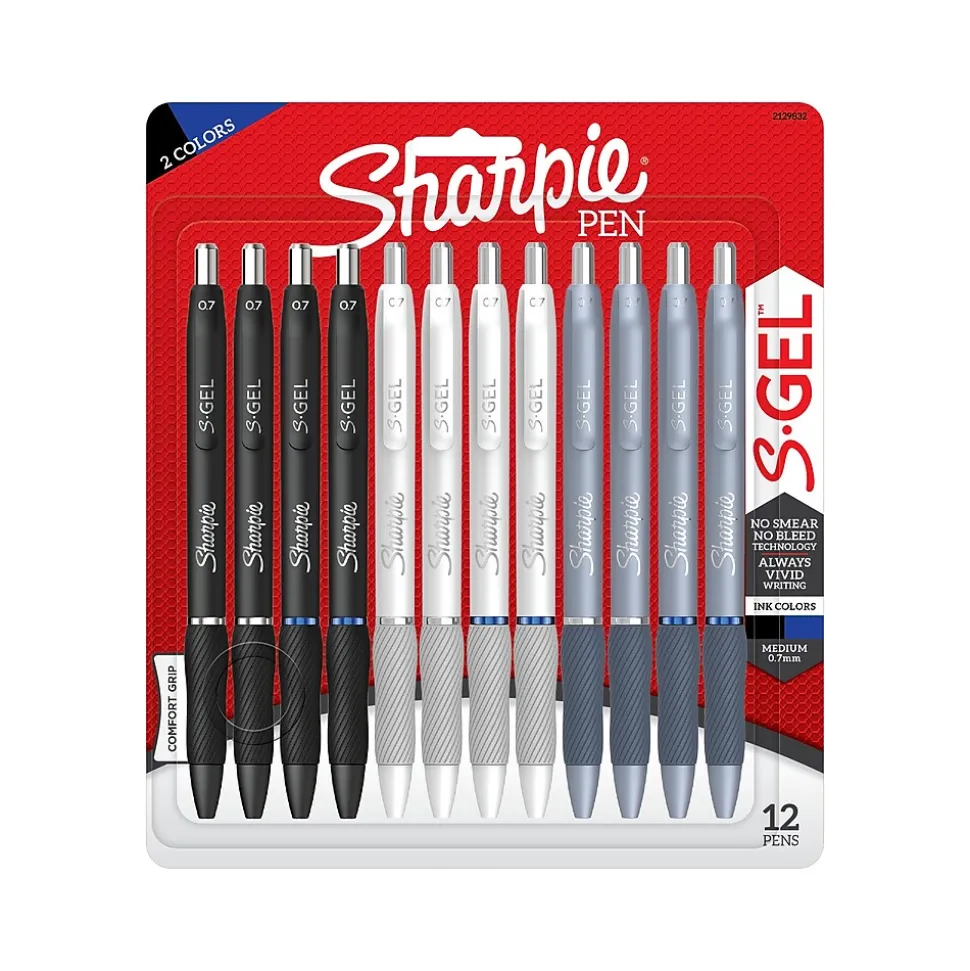 Sharpie S-Gel Retractable Gel Pen, Medium Point, Assorted Ink, Dozen (2129832)