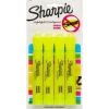 Sharpie Tank Highlighter, Chisel Tip, Fluorescent Yellow, 4/Pack (25164)