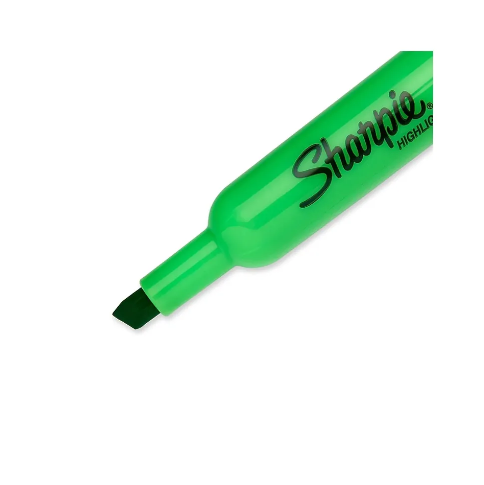 Sharpie Tank Highlighter, Chisel Tip, Fluorescent Green, Dozen (25026)