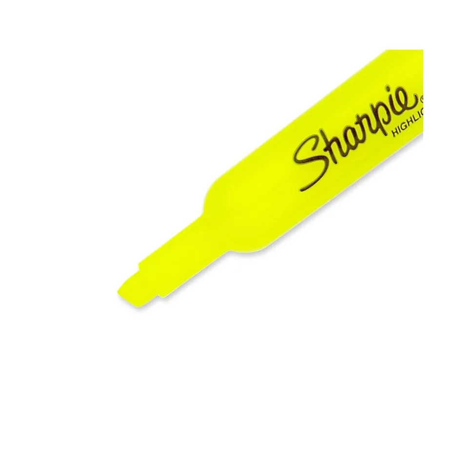 Sharpie Tank Highlighter, Chisel Tip, Fluorescent Yellow, Dozen (25025)