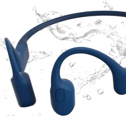 Shokz OpenRun Bone-Conduction Open-Ear Sport Headphones with Microphones,Blue (S803-ST-BL-US)