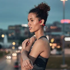 Shokz OpenRun Bone-Conduction Open-Ear Sport Headphones with Microphones, Red (S803-ST-RD-US)