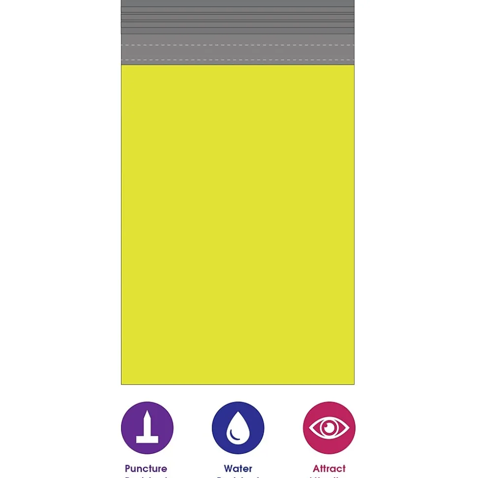 SI Products Peel & Seal Colored Poly Mailer, 14.5" x 19", Yellow, 100/Carton (CPM1419Y)