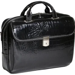 Siamod MONTEROSSO, IGNOTO, Embossed Crocco Leather, Large Ladies Laptop Briefcase, Black (35515)