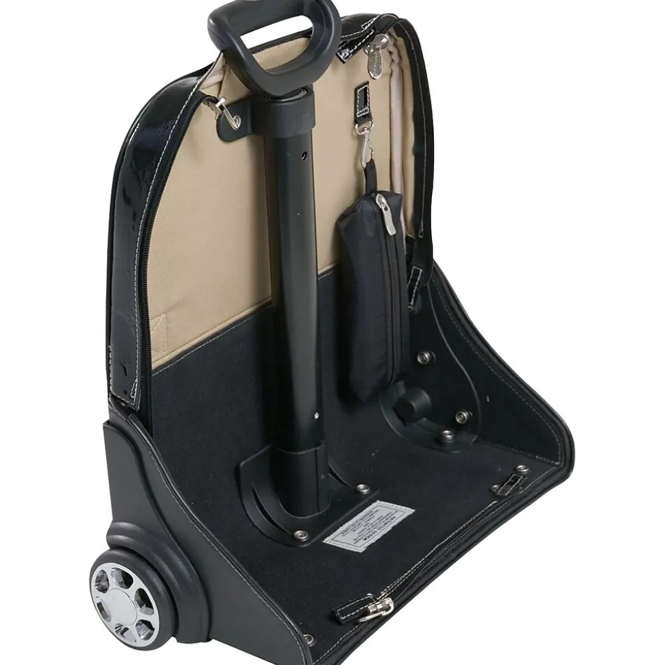 Siamod MONTEROSSO, NOVEMBRE, Embossed Crocco Leather, Ladies Patented Detachable -Wheeled Laptop Briefcase, Black (35325)