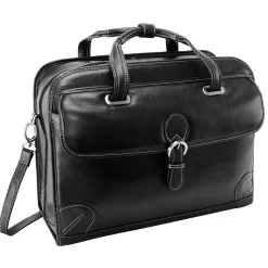 Siamod VERNAZZA, CARUGETTO, Napa Cashmere Leather, Patented Detachable -Wheeled Laptop Briefcase, Black (45295)