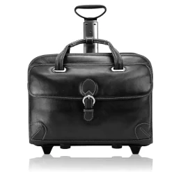 Siamod VERNAZZA, CARUGETTO, Napa Cashmere Leather, Patented Detachable -Wheeled Laptop Briefcase, Black (45295)