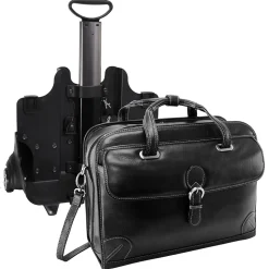 Siamod VERNAZZA, CARUGETTO, Napa Cashmere Leather, Patented Detachable -Wheeled Laptop Briefcase, Black (45295)