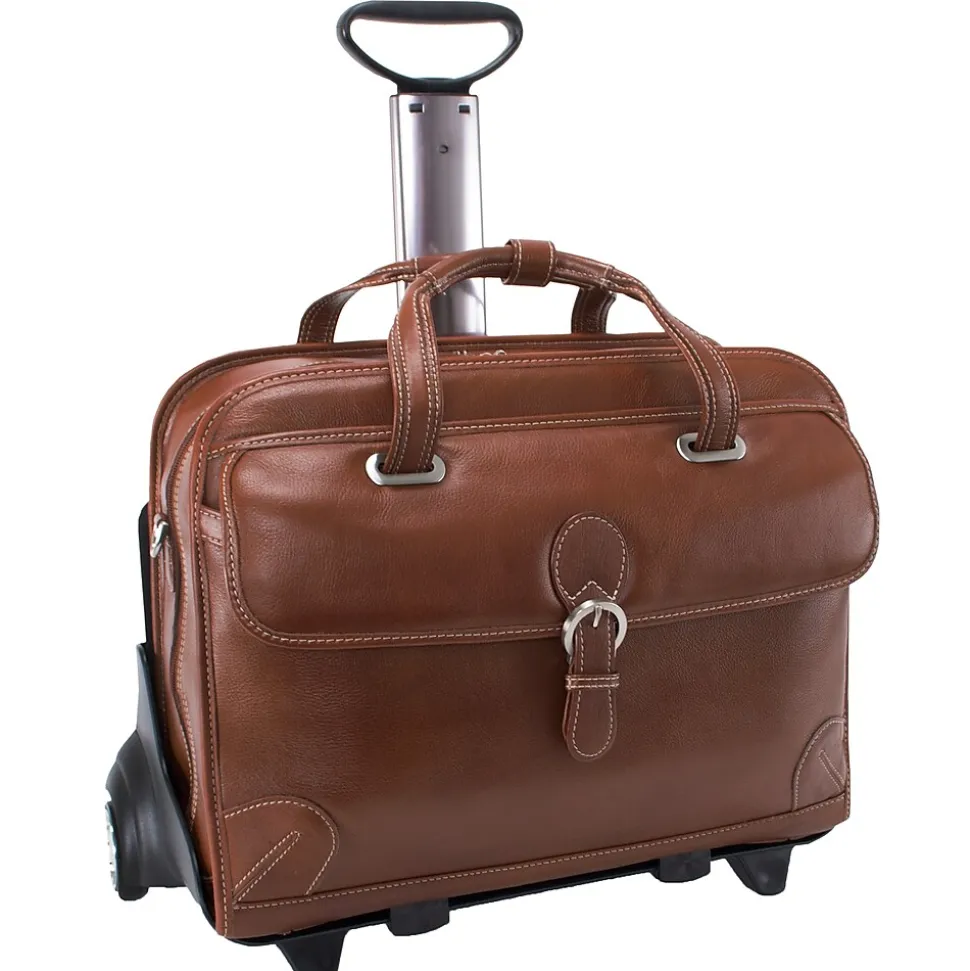 Siamod VERNAZZA, CARUGETTO, Napa Cashmere Leather, Patented Detachable -Wheeled Laptop Briefcase, Cognac (45294)