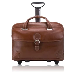 Siamod VERNAZZA, CARUGETTO, Napa Cashmere Leather, Patented Detachable -Wheeled Laptop Briefcase, Cognac (45294)
