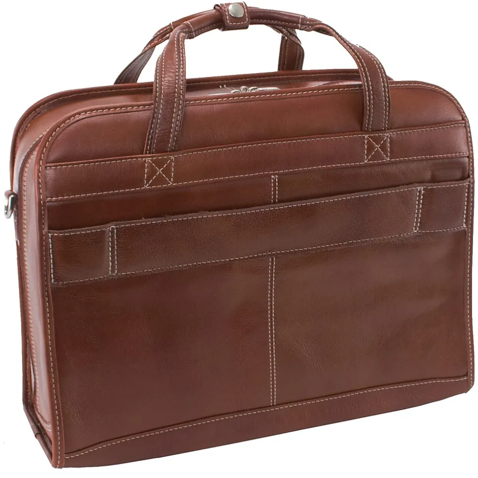 Siamod VERNAZZA, CARUGETTO, Napa Cashmere Leather, Patented Detachable -Wheeled Laptop Briefcase, Cognac (45294)