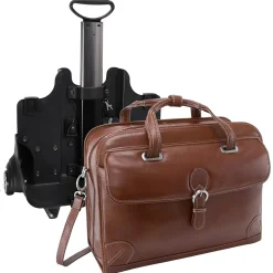 Siamod VERNAZZA, CARUGETTO, Napa Cashmere Leather, Patented Detachable -Wheeled Laptop Briefcase, Cognac (45294)