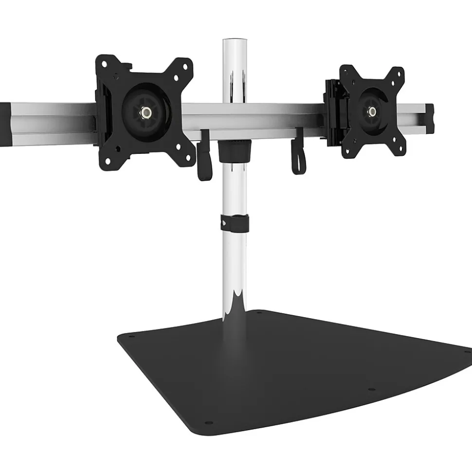 SIIG Easy-Adjust Dual Monitor Desk Stand Adjustable, Up to 27", Silver/Black (CEMT2011S1)