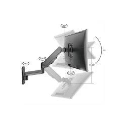 SIIG High Premium Aluminum Gas Spring Wall Mount - Single Monitor Arm, Up to 32