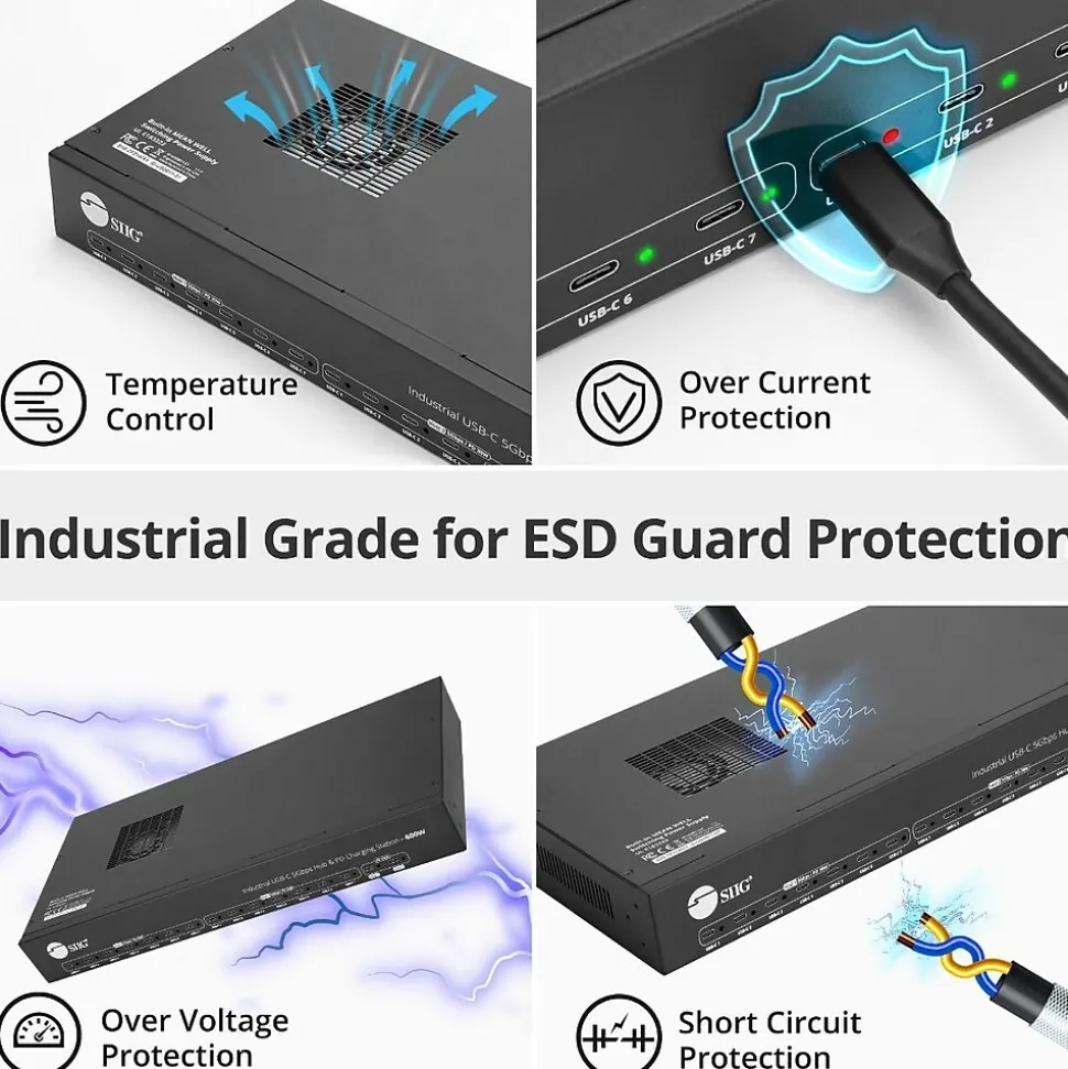 SIIG USB-C to USB-C Charging Station, Black (ID-US0B11-S2)