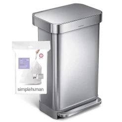 simplehuman 12 Gallon Trash Bag, Low Density, White (CW0261)