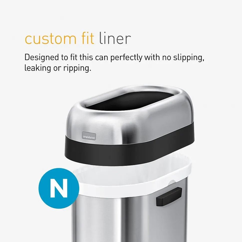 simplehuman Code N 13 Gallon Trash Bag, 22.8" x 31.5", Low Density, 30 mic, White, 200 Bags/Box (CW0275)