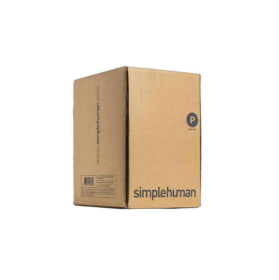 simplehuman Code P 13-16 Gallon Trash Bag, 9" x 12", Low Density, 1.4 mil, White, 200 Bags/Box (CW0274)