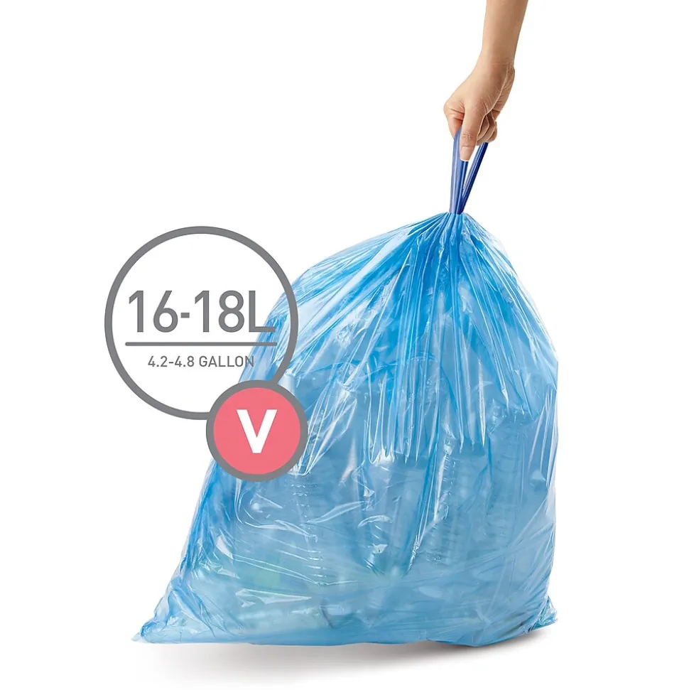 simplehuman Code V Custom Fit Drawstring Blue Recycling Trash Bag Liner, 16-18 Liter/4.2-4.8 Gallon, 240 Count