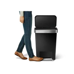 simplehuman Indoor Step Trash Can, Black Plastic, 12 Gal. (CW1385)