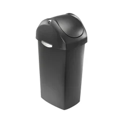 simplehuman Indoor Swing Lid Trash Can, Gray Plastic, 16 Gal. (CW1335)
