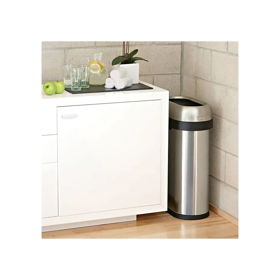simplehuman Indoor Trash Can with Lid, Brushed Stainless Steel, 13 Gallon (CW1467)