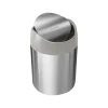 simplehuman Mini Swing Lid Trash Can, Brushed Stainless Steel, 0.4 Gal., 6/Carton (CW2084)
