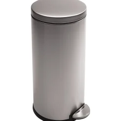 simplehuman® Round Step Can, 8 Gallon, Fingerprint-proof Stainless Steel, 25.6"H x 15.1"W x 12.4"D