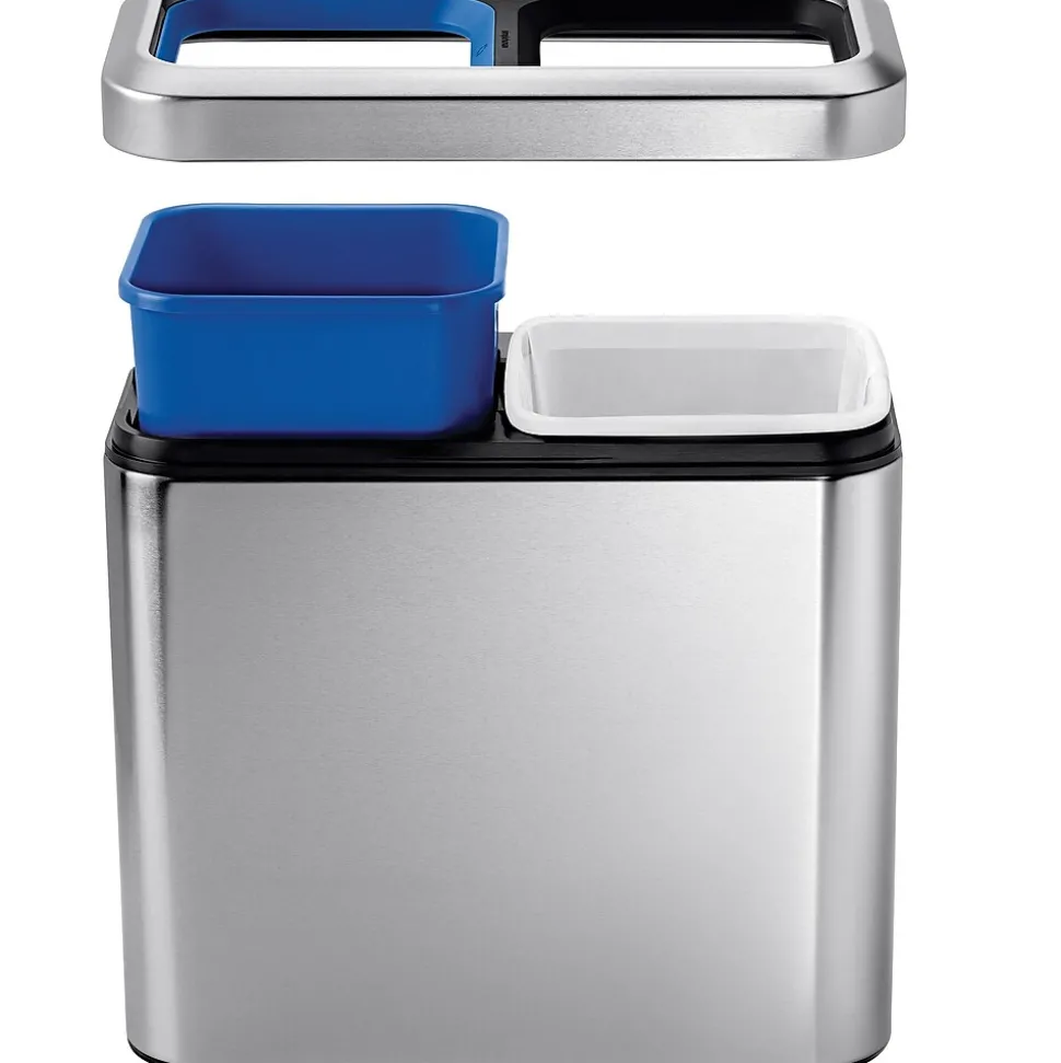 simplehuman® Slim Open Recycler, Brushed Stainless Steel, 5.25 Gallon