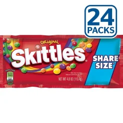 Skittles Original Fruit Flavored Candy, 4 oz, 24/Box (MMM04460)